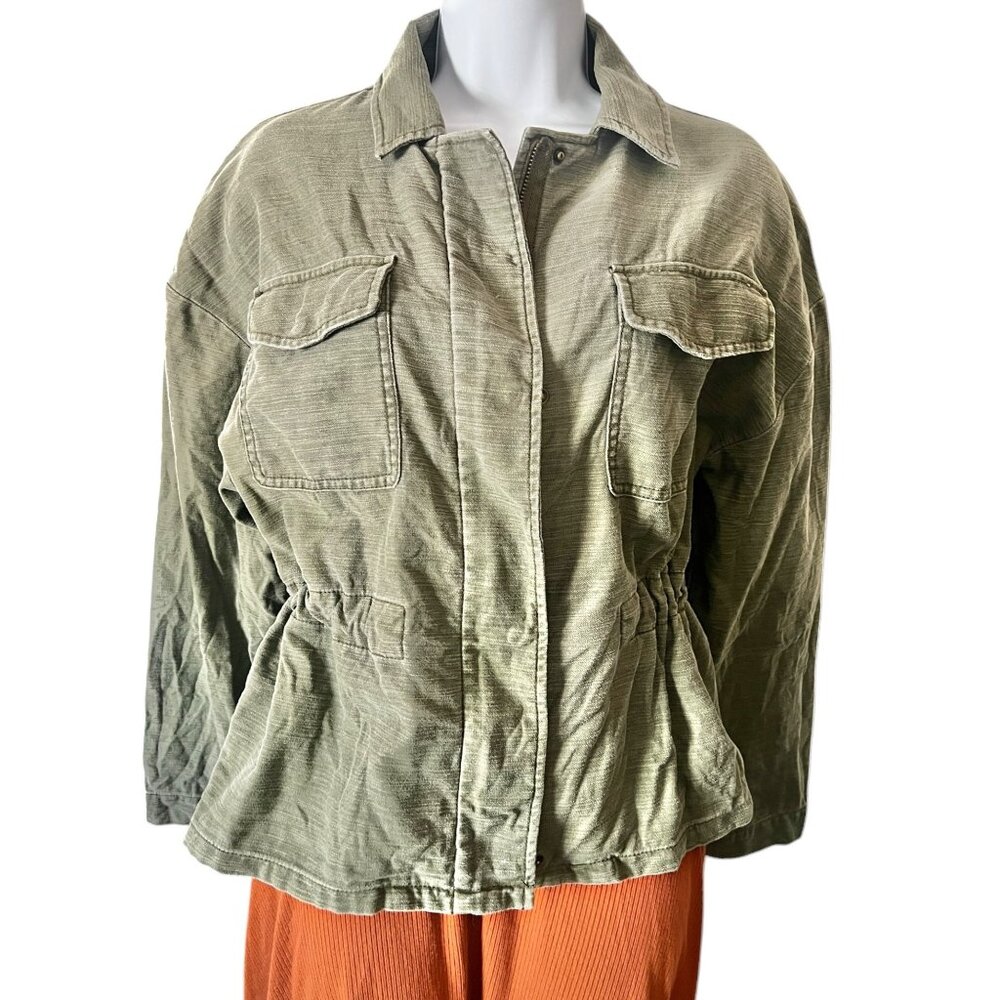 Express Olive Green parka Jacket Womens XS/S Cotton Blend With Adjustable Waist
